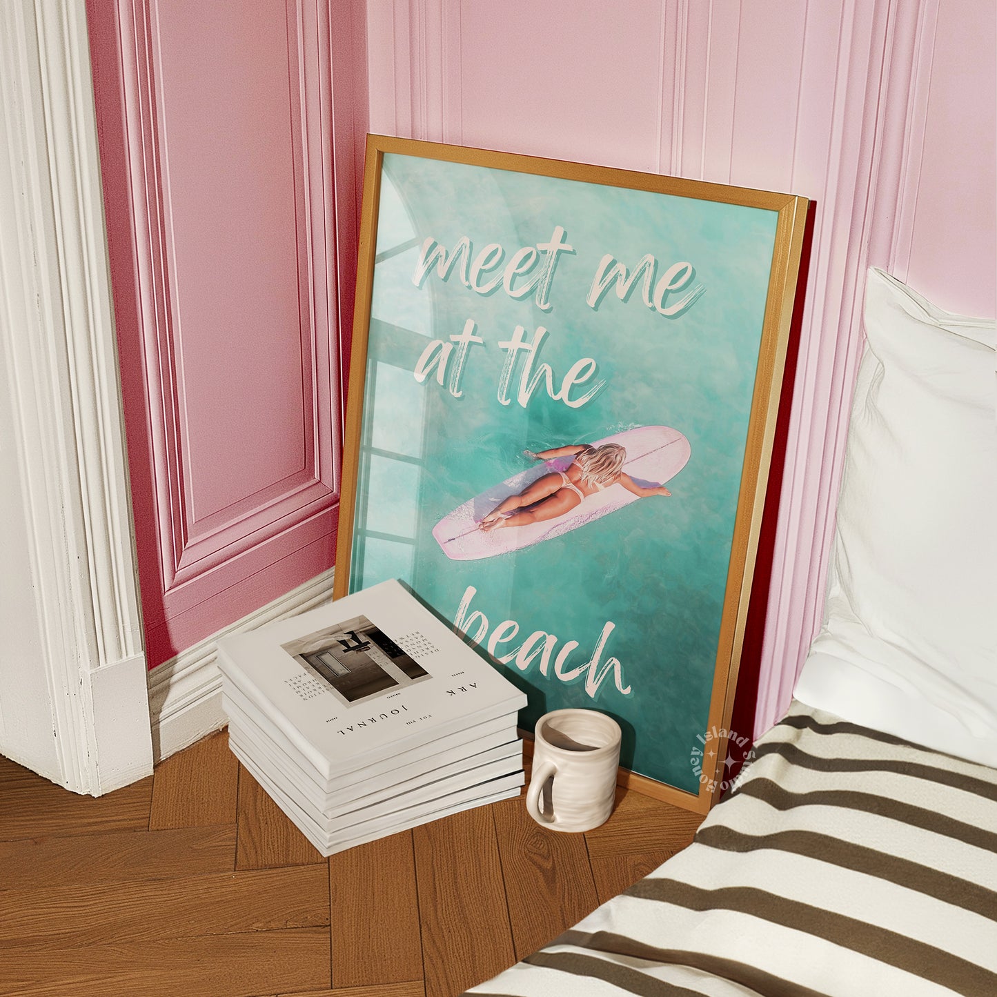 Meet me at tbe beach Poster, Coastal Cowgirl Wall art, Surfing Print