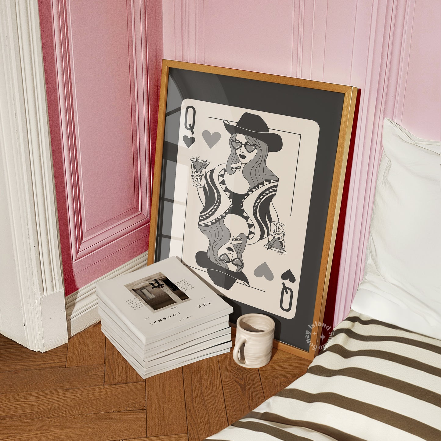 Queen of Hearts Cowgirl Matte Paper Poster - Black