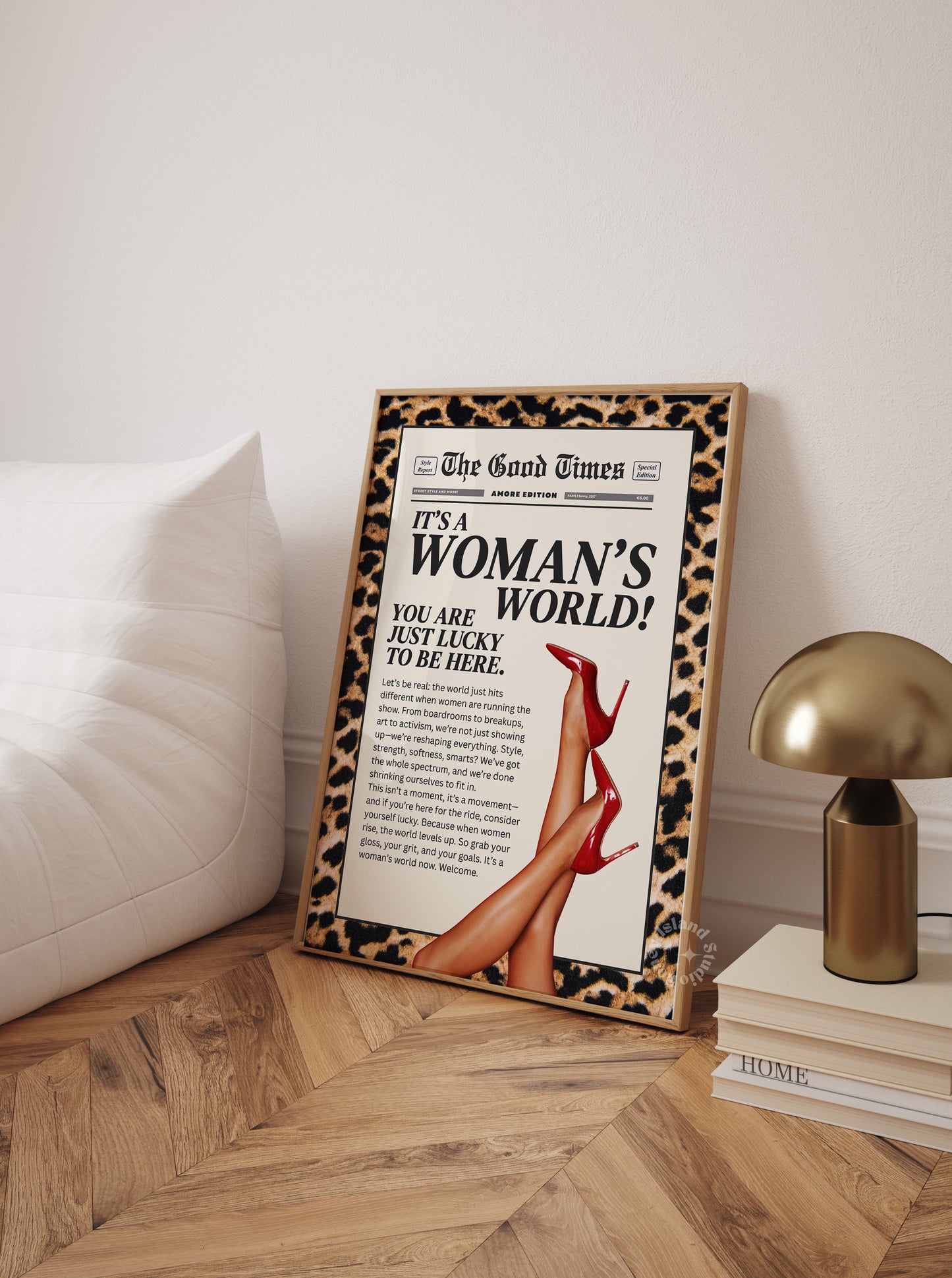 Trendy Leopard Wall Art Woman's World Feminist Print Leopard Red Aesthetic Poster