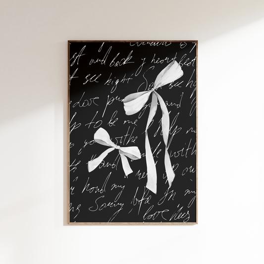 Black Bow Coquette Hair Ribbon Poster