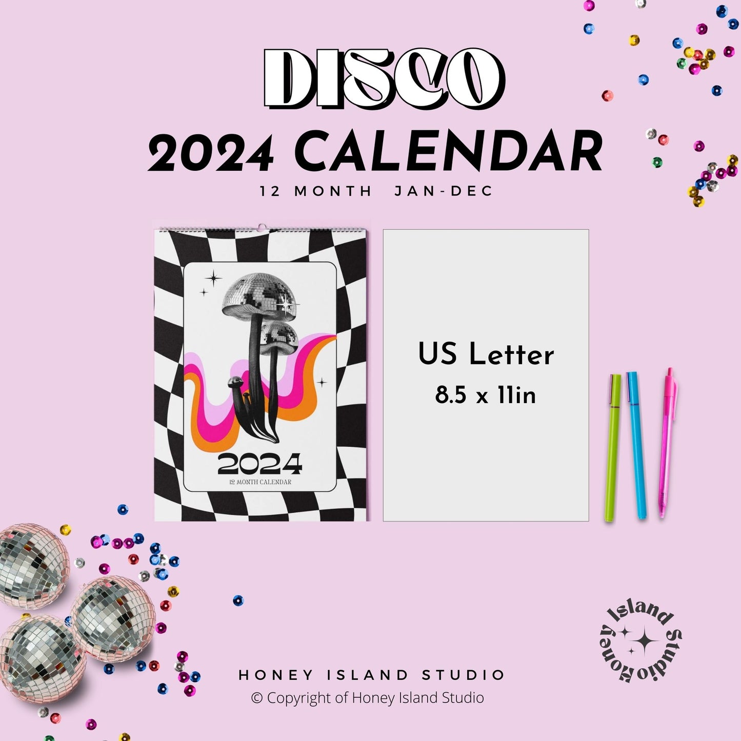 Disco Calendar 2024 Daily Planner