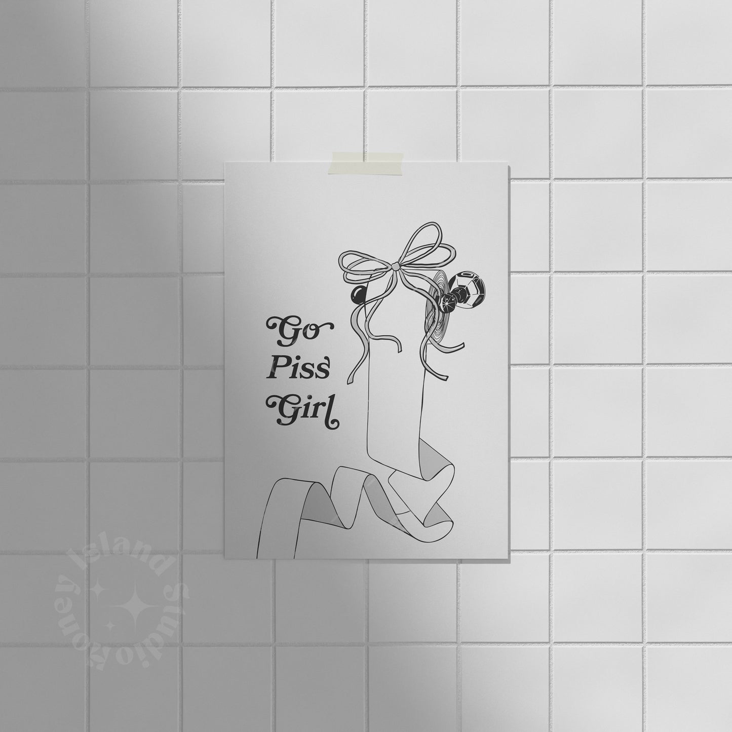 Go Piss Girl Coquette Bathroom Print - White