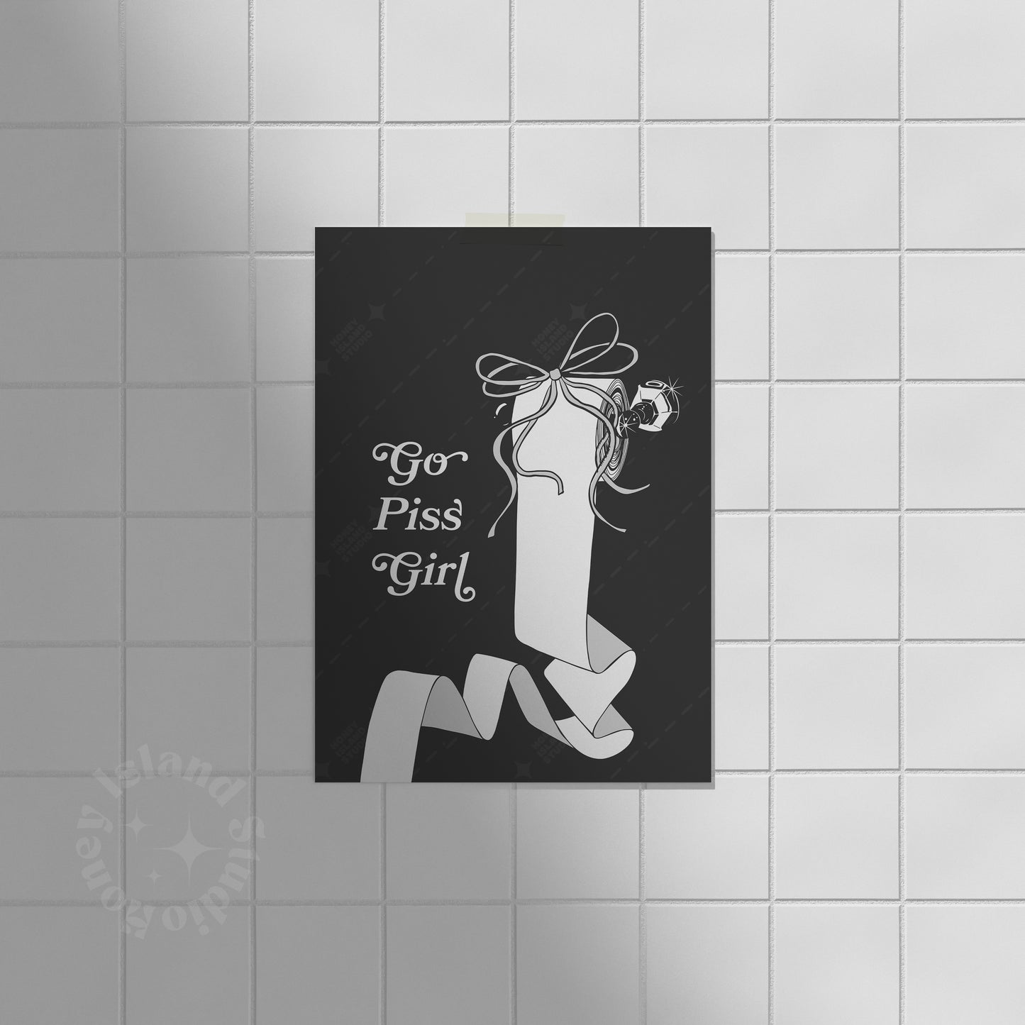 Go Piss Girl Coquette Bathroom Print - Black