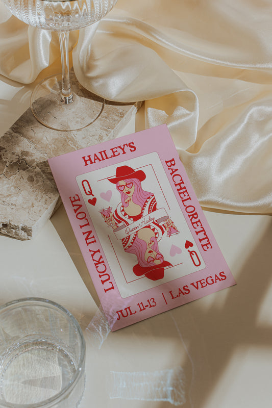 Queen of Hearts - Lucky In Love Bacherolette Invite (Canva Template)