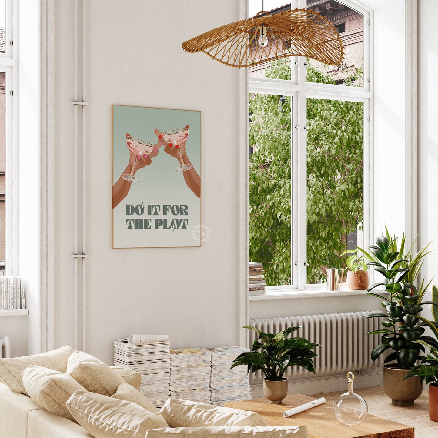 Do It For The Plot Print Sage Green Wall Art