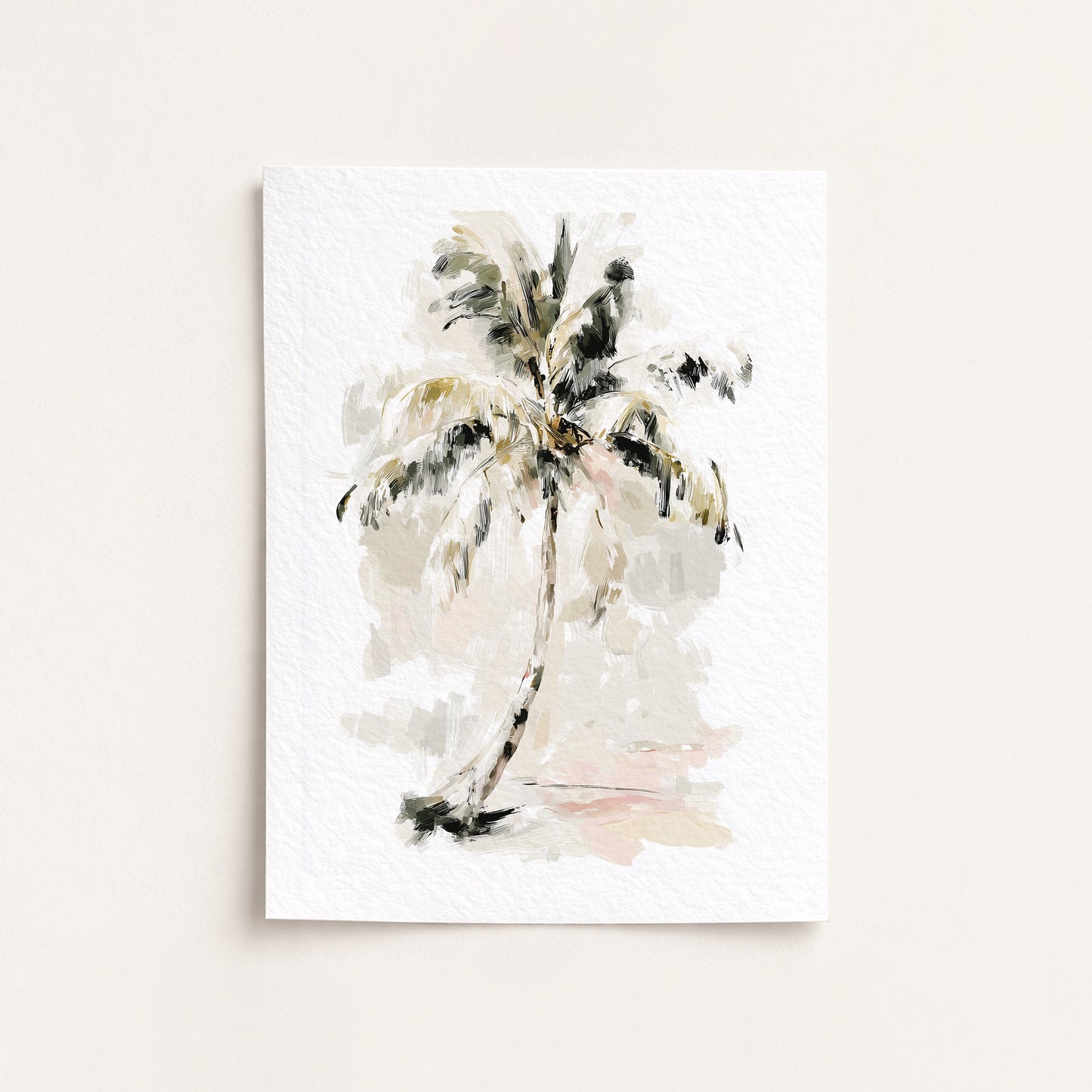 Abstract art print of palm trees on a white background