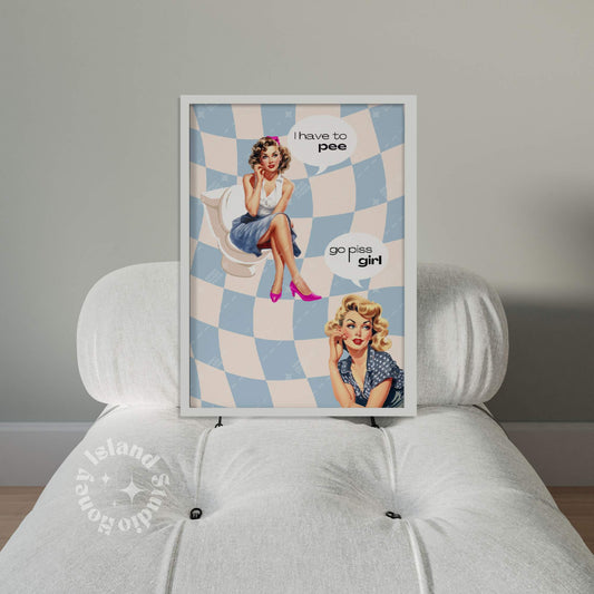 Go Piss Girl, Green Bathroom Print, Bathroom Decor, Toilet Poster, Funny Bathroom Wall Art,