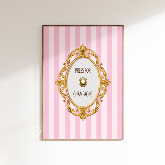 Decorative wall art with pink stripes and gold ornate design on a white background