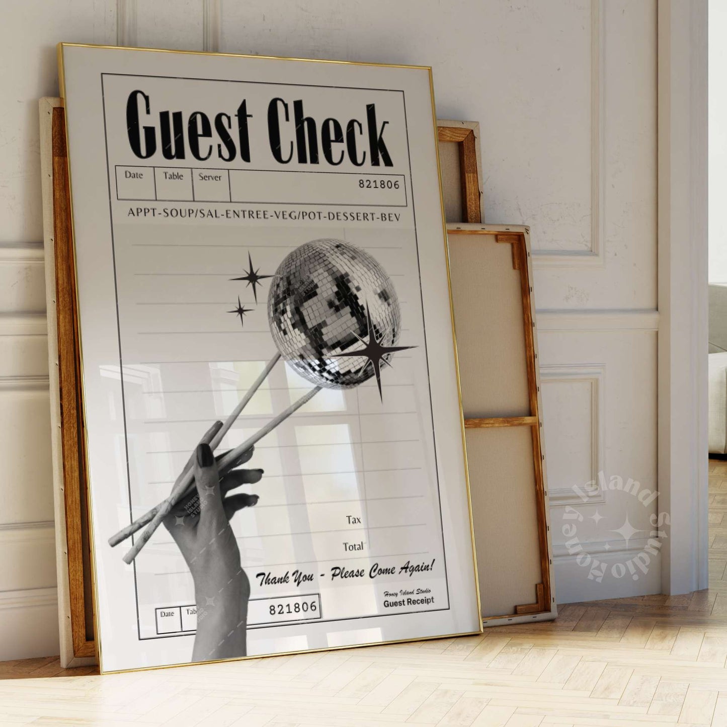 Guest check disco chopstick poster
