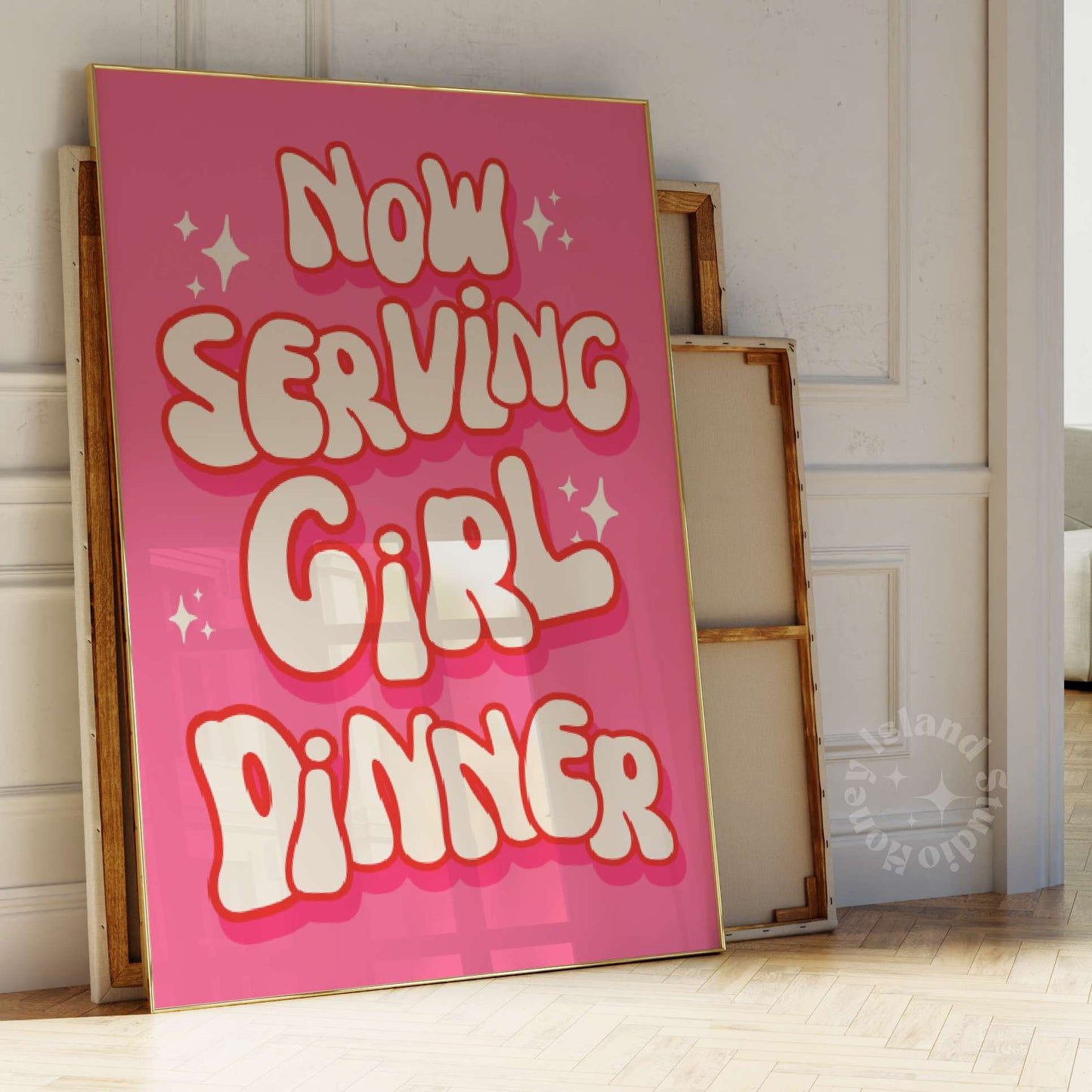 Now serving girl dinner poster - Pink