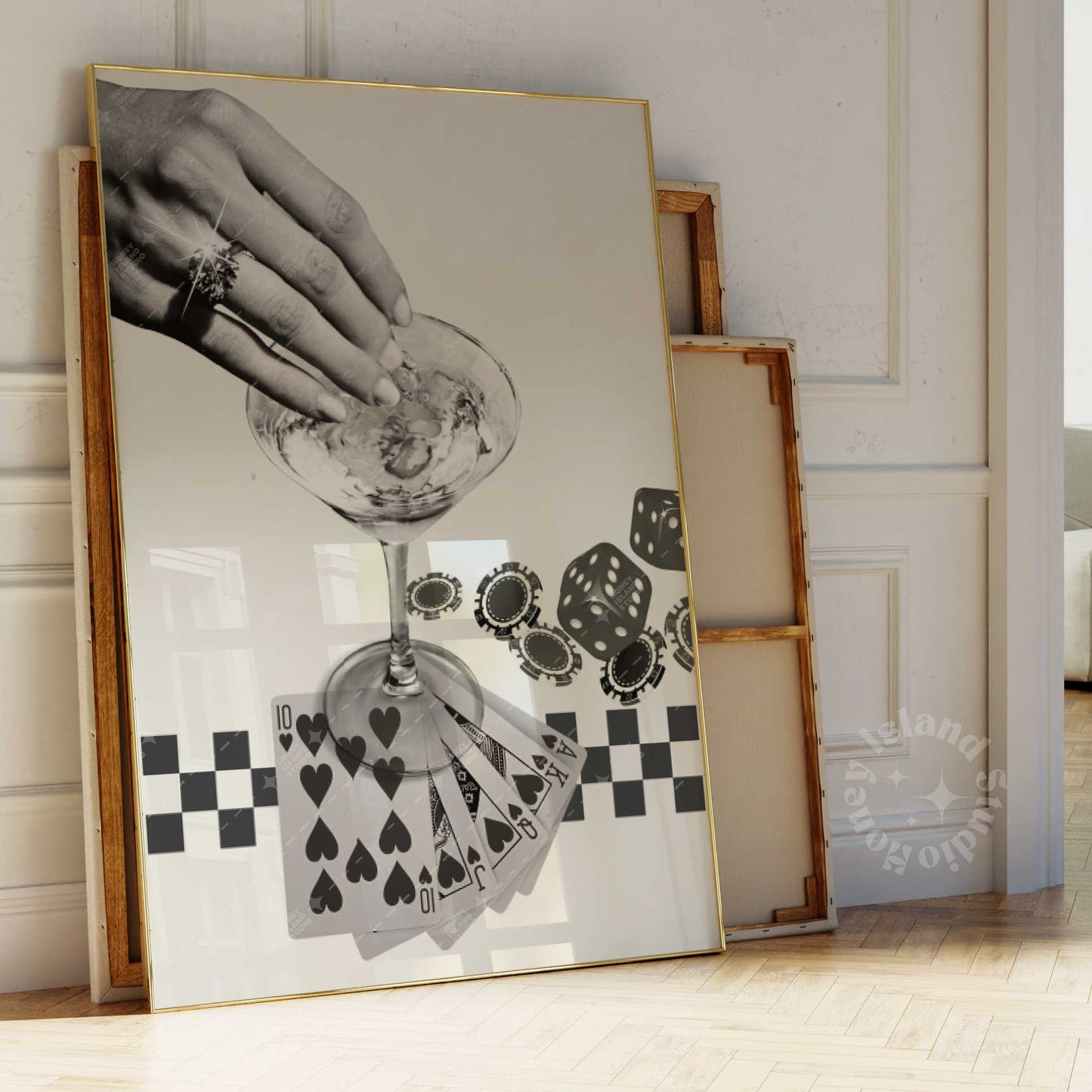 Retro Playing Cards Poster Black/Off-white