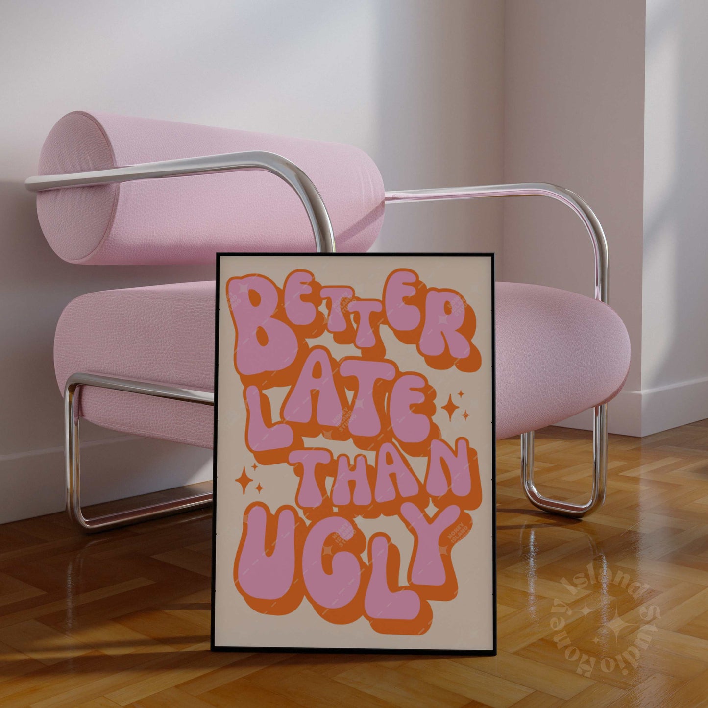 Disco Chopsticks + Better Late Than Ugly Set of 2 Pink Orange Bundle