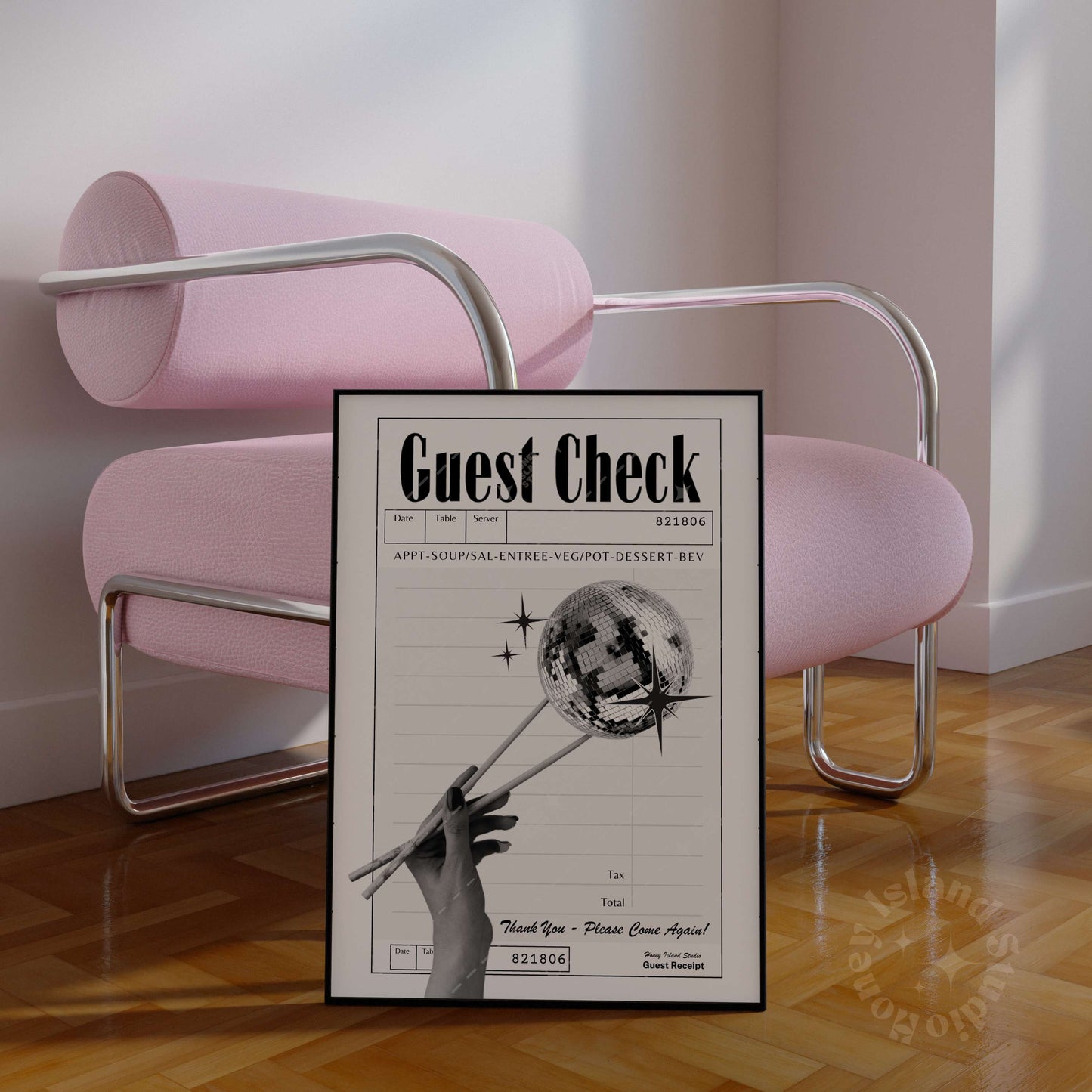 Guest check disco chopstick poster
