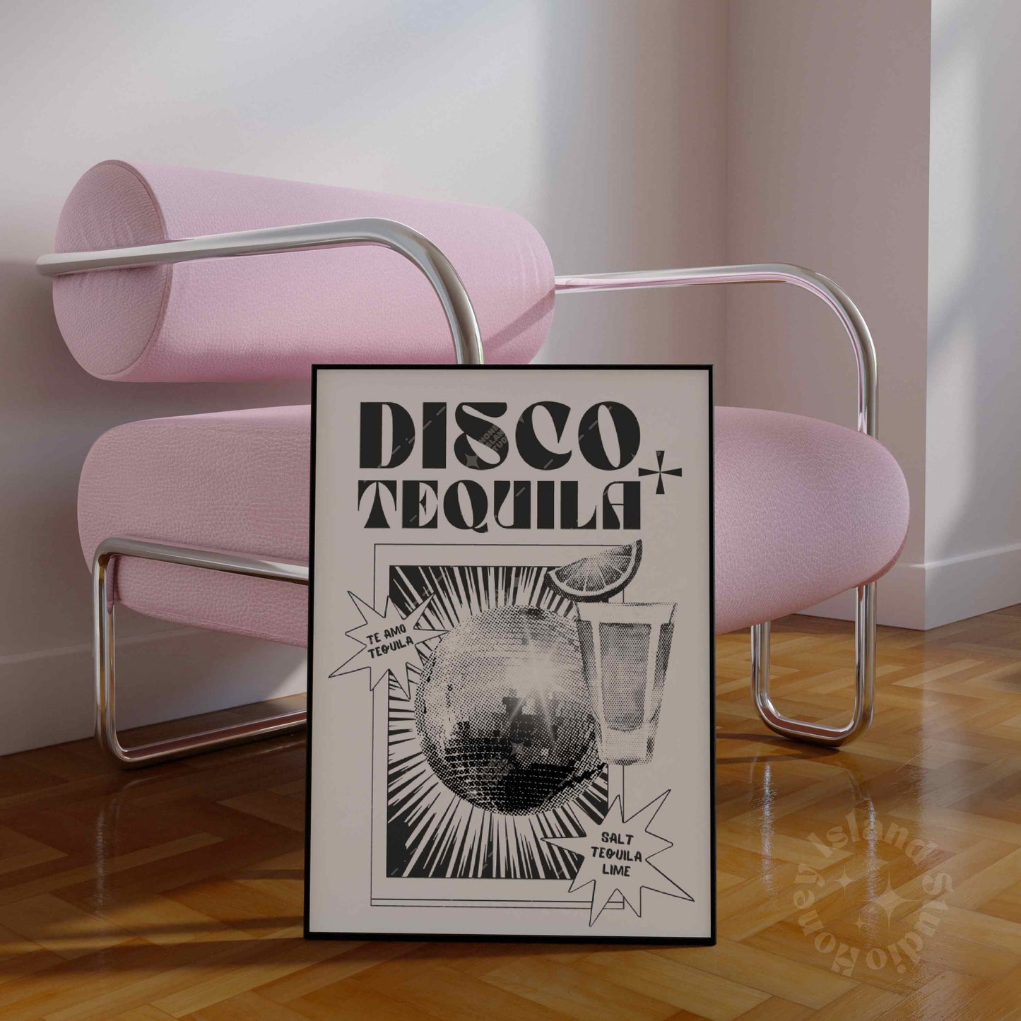 Retro Disco + Tequila (Black/White) - Poster