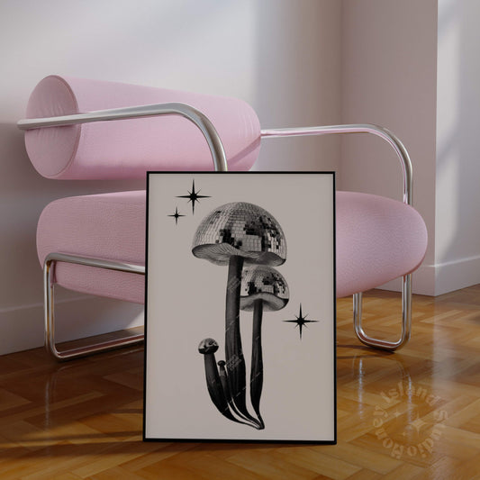 Disco Mushroom Poster Back/White