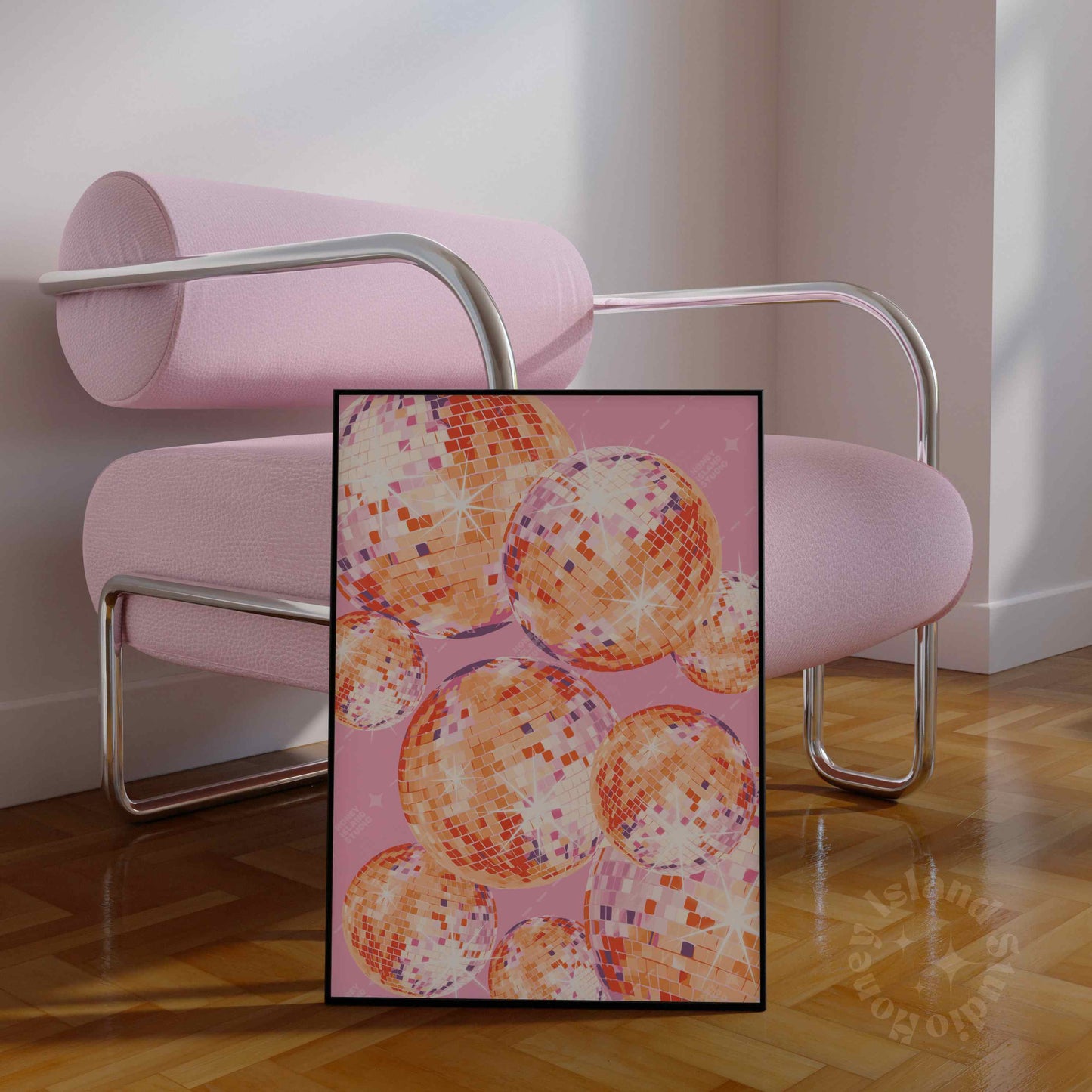 Shining Disco Ball Poster - Pink/Orange