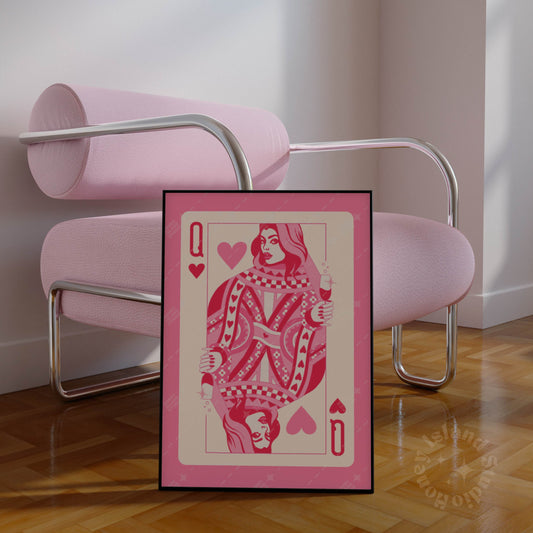 Queen of Hearts Champagne Poster - Pink