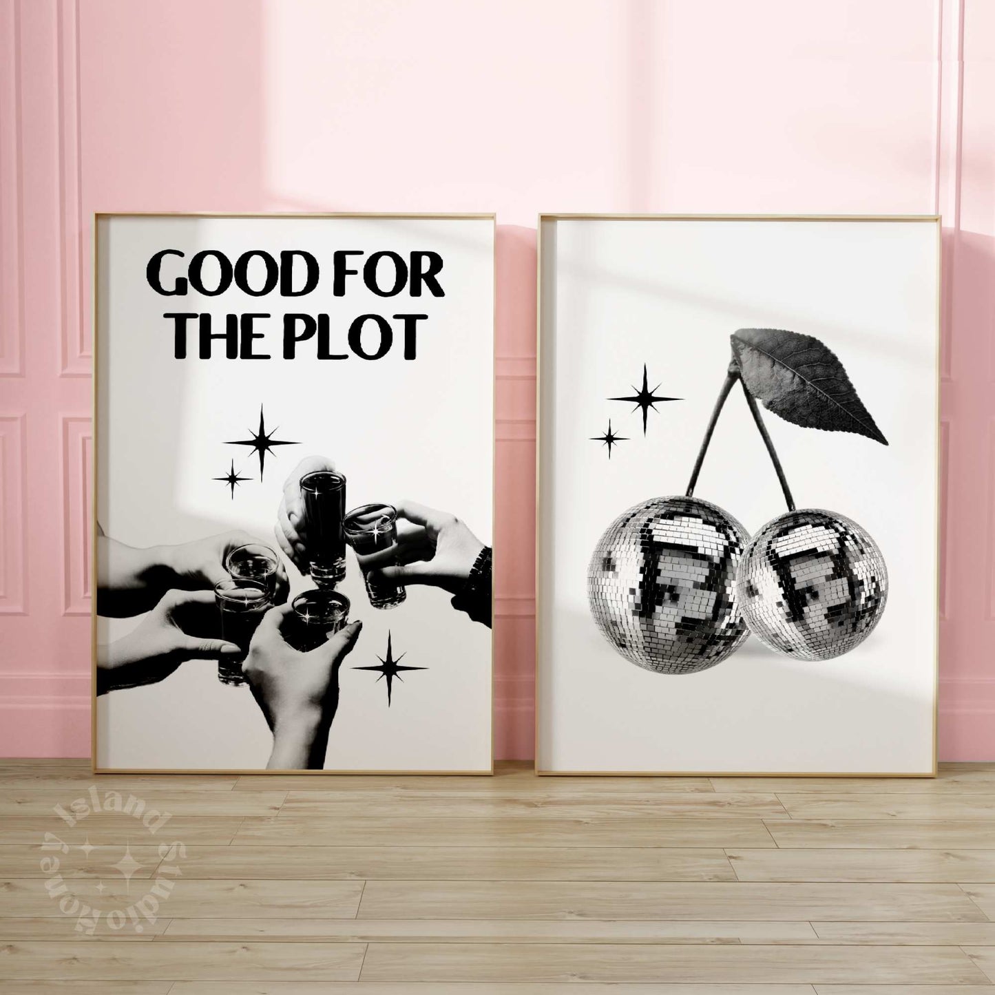 Disco Cherry + Good For The Plot B&W Poster Set of 2 Bundle