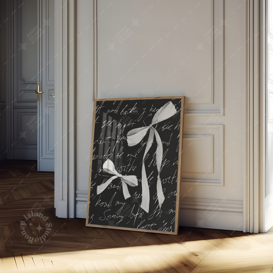 Black Bow Coquette Hair Ribbon Poster