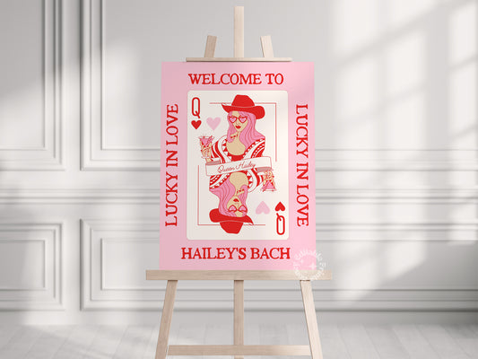 Queen of Hearts - Lucky In Love Welcome Sign (Canva Template)
