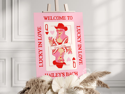 Queen of Hearts - Lucky In Love Welcome Sign (Canva Template)