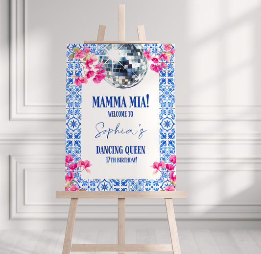 Mamma Mia Birthday Welcome Sign (Canva Template)