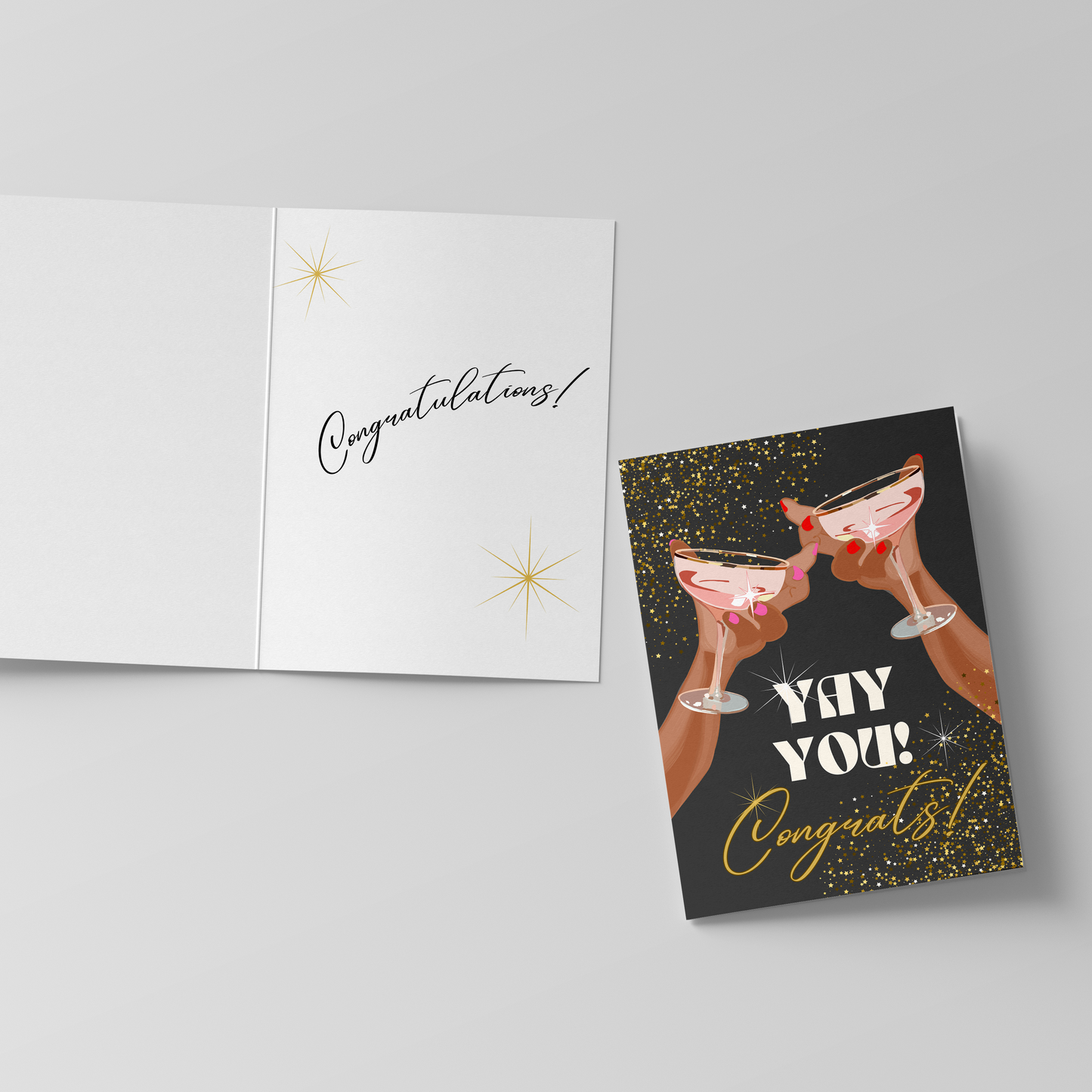 Yay You Cheers Congrats! Greeting card Retro Pack of 10 Greeting Cards (standard envelopes) (US & CA)