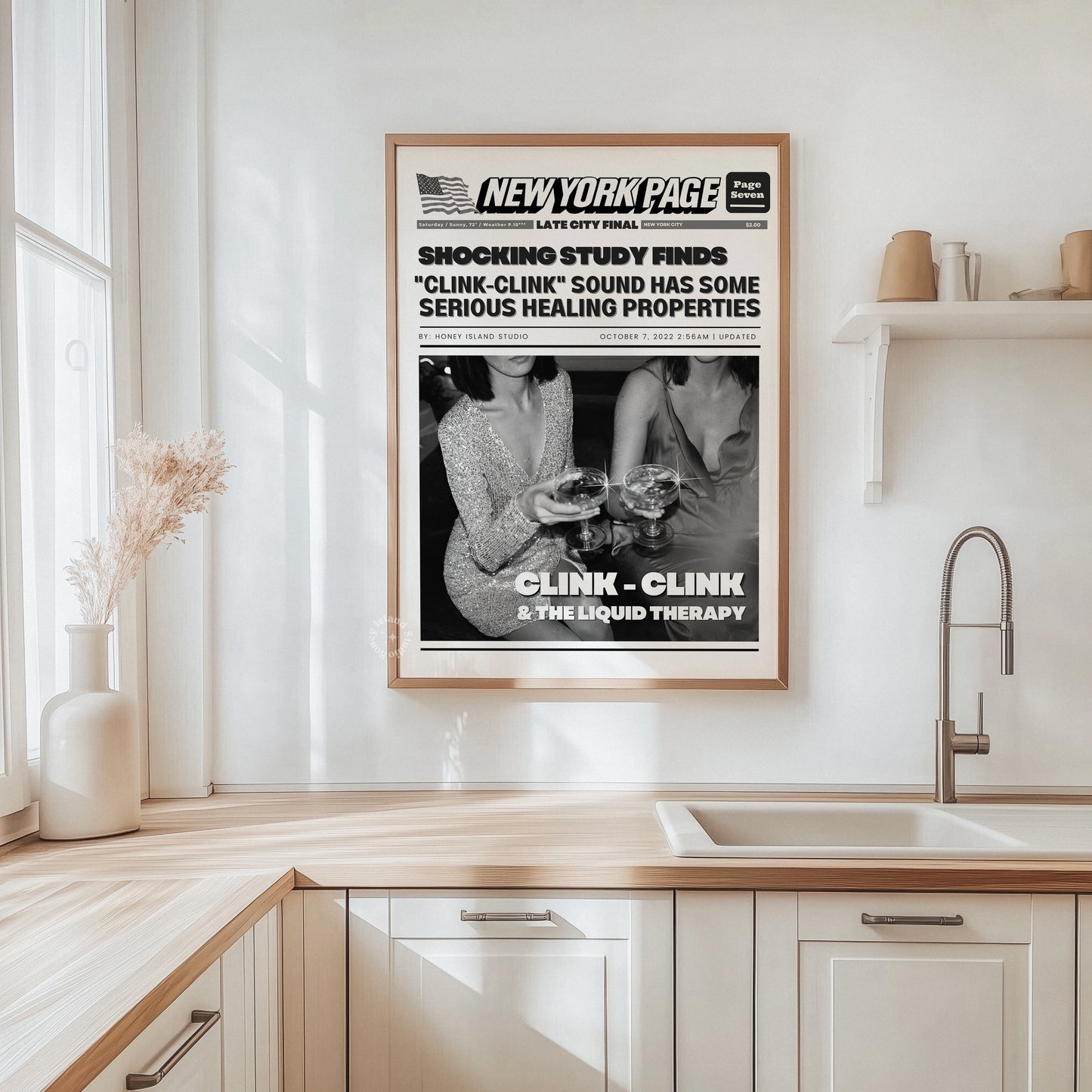 Retro Newspapers Clink-Clink - Digital Print kitchen wall art