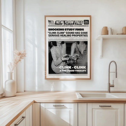Retro Newspapers Clink-Clink - Digital Print kitchen wall art