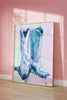 Blue Cowgirl Boots Art Print – Modern Western Wall Decor