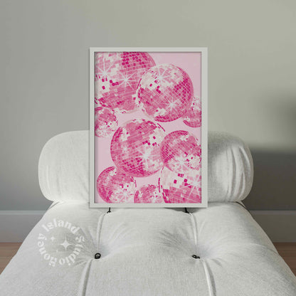 Shining Disco Ball Poster - Pink/White