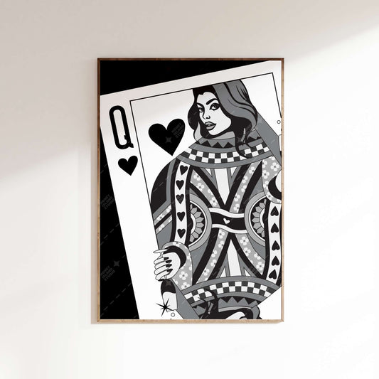 Queen of Hearts Champagne Poster Black