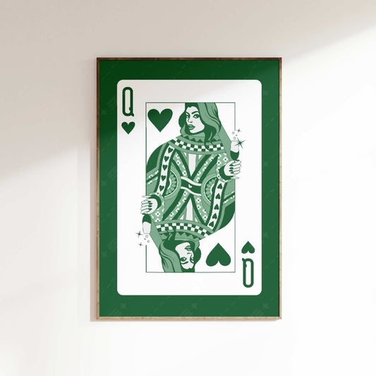 Queen of Hearts Champagne Poster - Green
