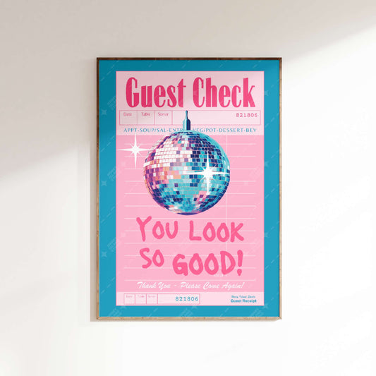 Guest Check Disco Poster Pink-Blue