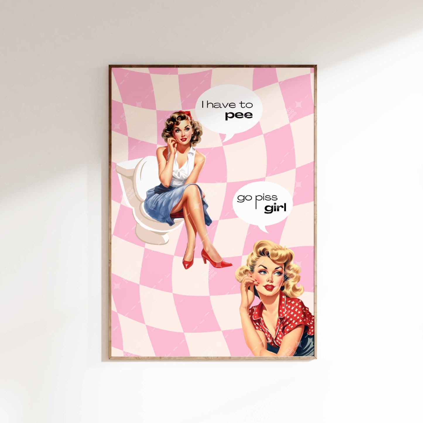 Go Piss Girl Pink Bathroom Poster