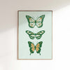 Butterflies Green Preppy Wall Art Poster