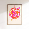 Disco Butterflies Poster Orange Pink