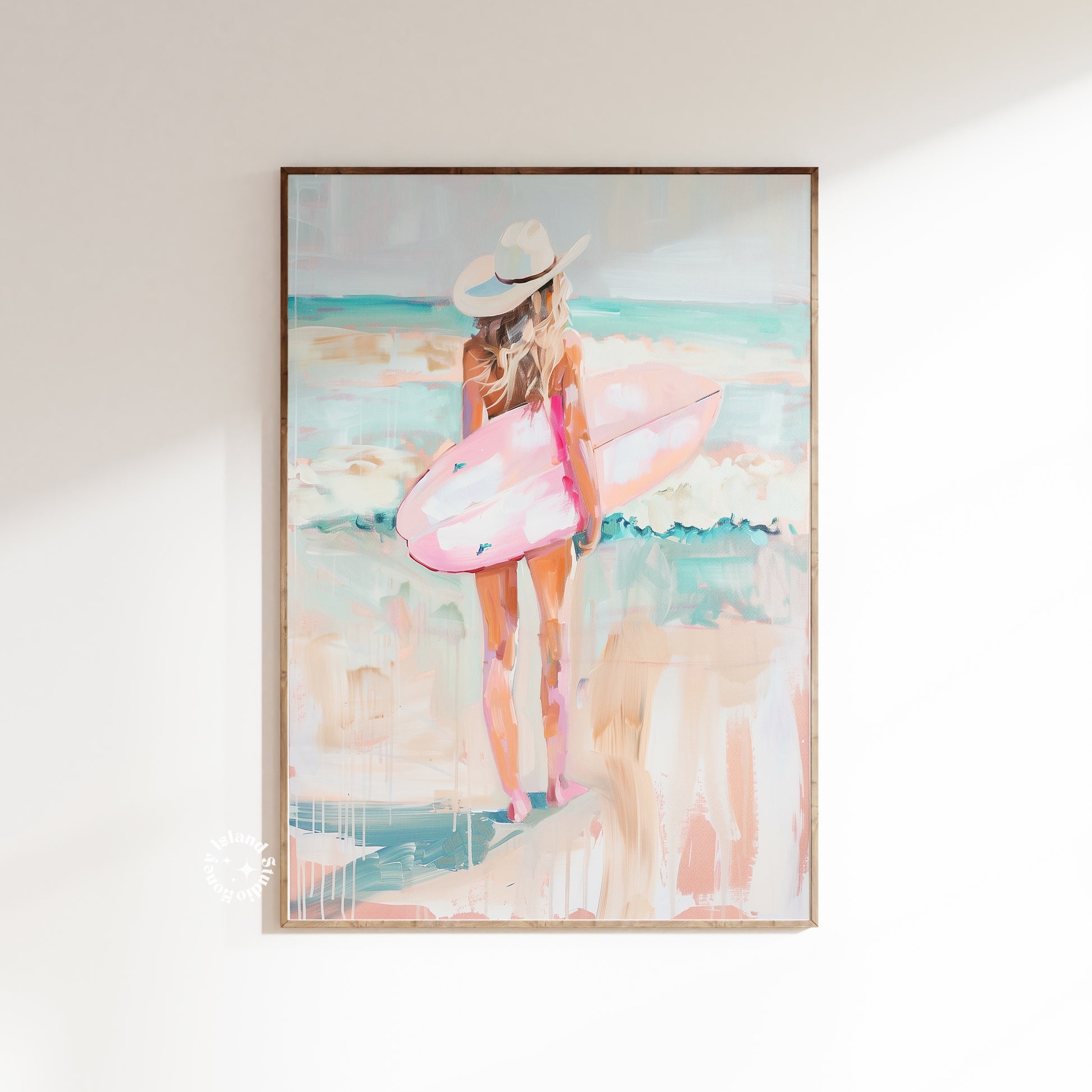 surfer cowgirl poster, coastal cowgirl wall art, western surf painting, boho beach decor, cowgirl aesthetic print, western beach art, rodeo surfer artwork, vintage cowgirl poster, coastal cowgirl aesthetic, western boho home decor, beach cowgirl painting, western waves artwork, retro surf print