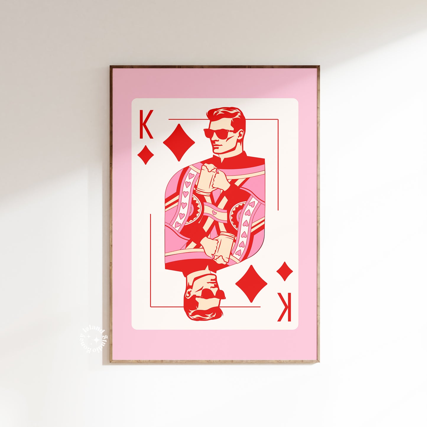 King of Diamonds Matte Paper Poster - Pink/Red