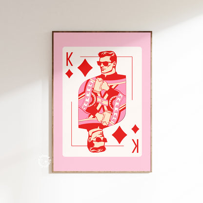 King of Diamonds Matte Paper Poster - Pink/Red
