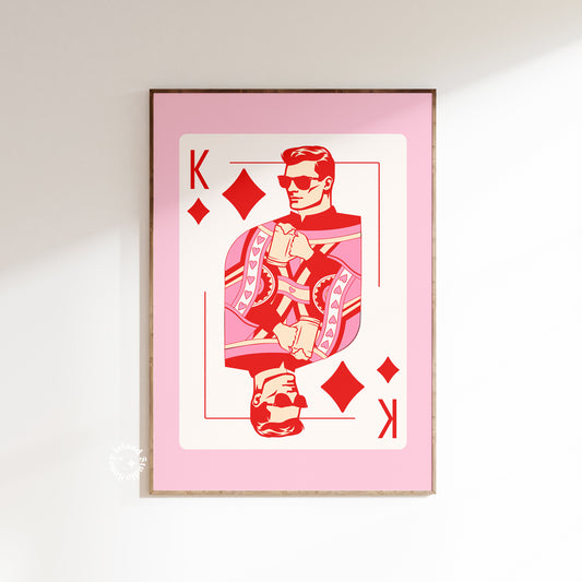 King of Diamonds Matte Paper Poster - Pink/Red