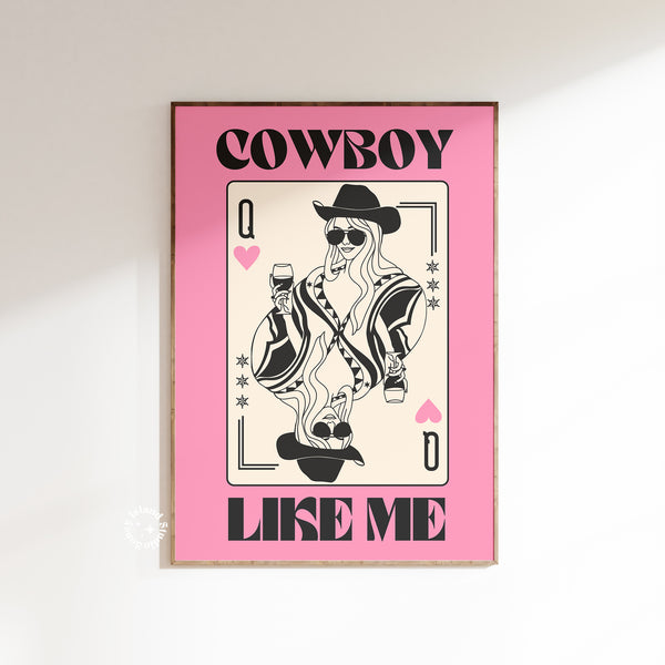 Cowboy Like Me Matte Paper Poster - Black/Pink