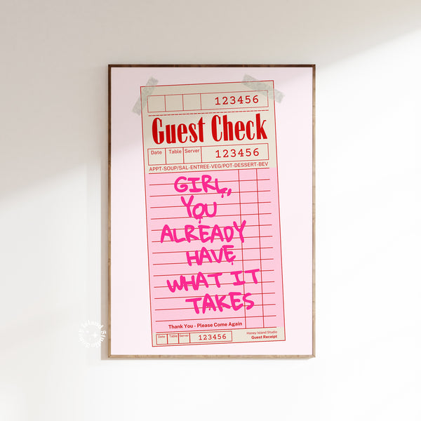 Inspirational Pink Guest Check Print - Digital