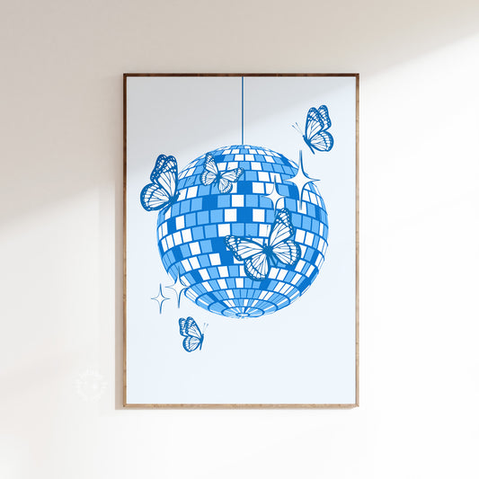 Disco butterfly poster - Blue