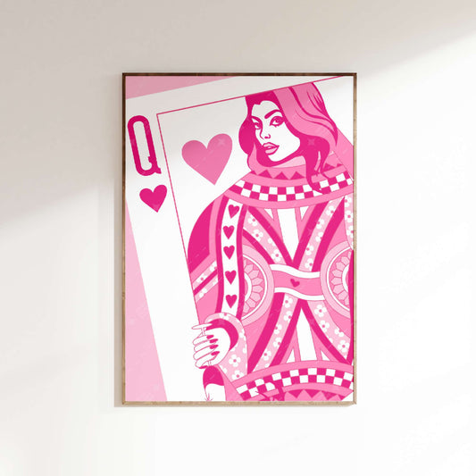 Queen of Hearts Champagne Poster - Pink