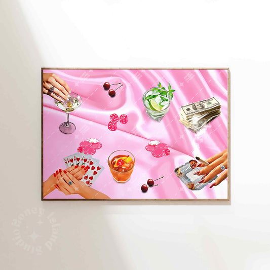 Poker Night Poster - Pink Landscape