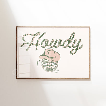 Howdy & Disco Print - Sage Green