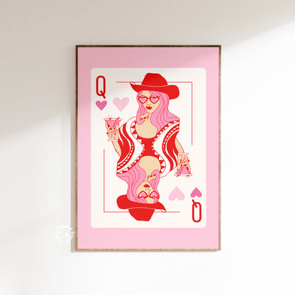 Cowgirl Martini Queen Matte Paper Poster - Pink/Red