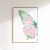 Split Butterfly Prints - Pink/Green Mint Set of 2 Posters Bundle