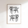 Preppy Tiger Print Black White Poster